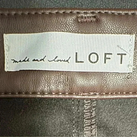 Loft Brown Faux Leather Pants Size 12 P - Picture 3 of 5